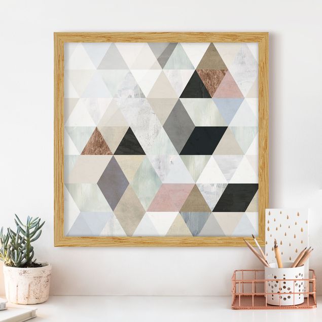 Wanddeko Wohnzimmer Aquarell-Mosaik mit Dreiecken I