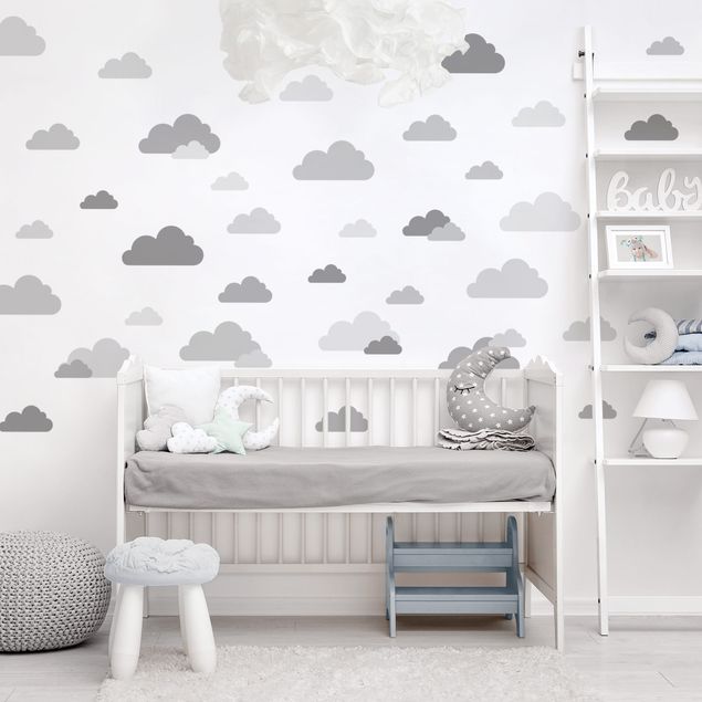 Wanddeko Mädchenzimmer 40 Wolken Grau Set