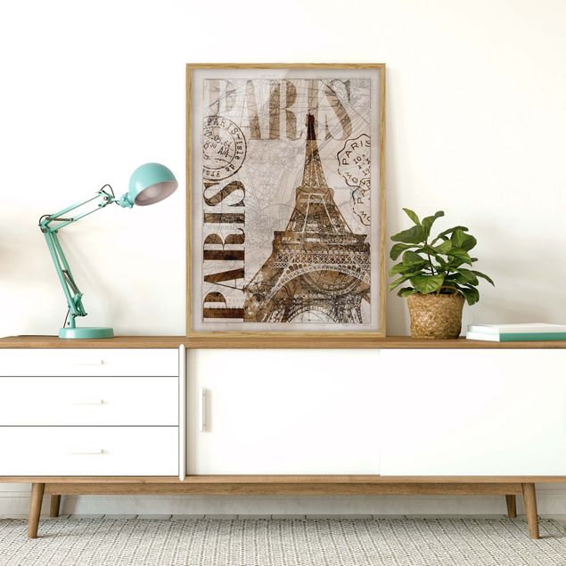 Wanddeko Wohnzimmer Shabby Chic Collage - Paris