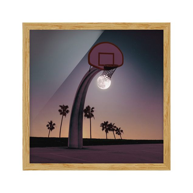 Wanddeko Esszimmer Basketball mit Mond
