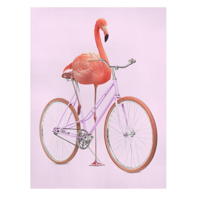 Wanddeko Büro Flamingo mit Fahrrad