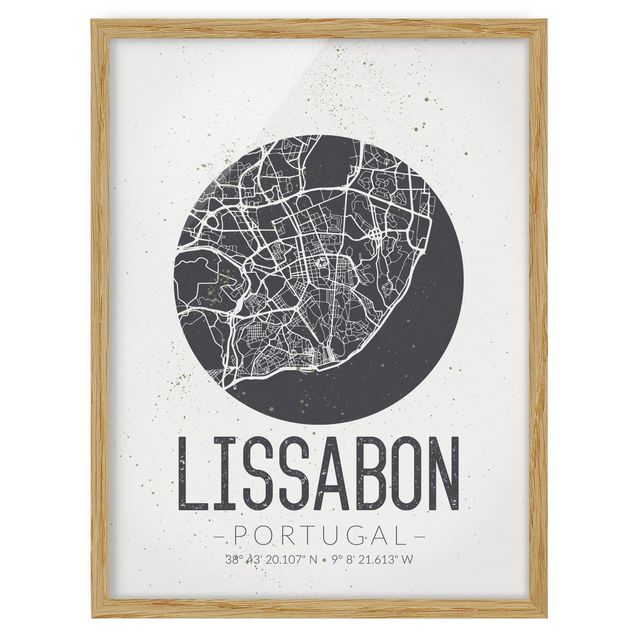 Wanddeko grau Stadtplan Lissabon - Retro