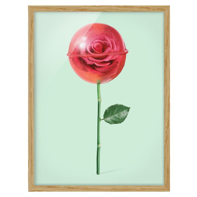 Wohndeko Blume Rose mit Lollipop