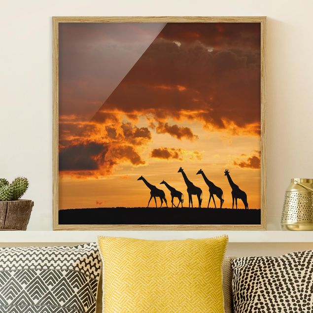 Wanddeko Wohnzimmer Fünf Giraffen