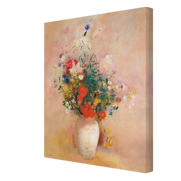 Wanddeko Flur Odilon Redon - Vase mit Blumen (rosenfarbener Hintergrund)