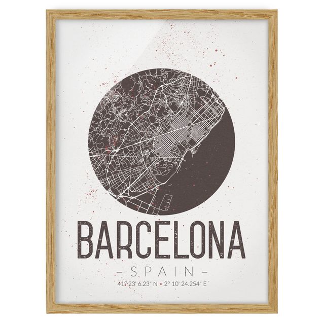 Wanddeko Flur Stadtplan Barcelona - Retro