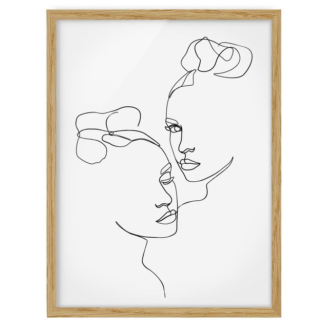 Wanddeko Esszimmer Line Art Gesichter Frauen Schwarz Weiß