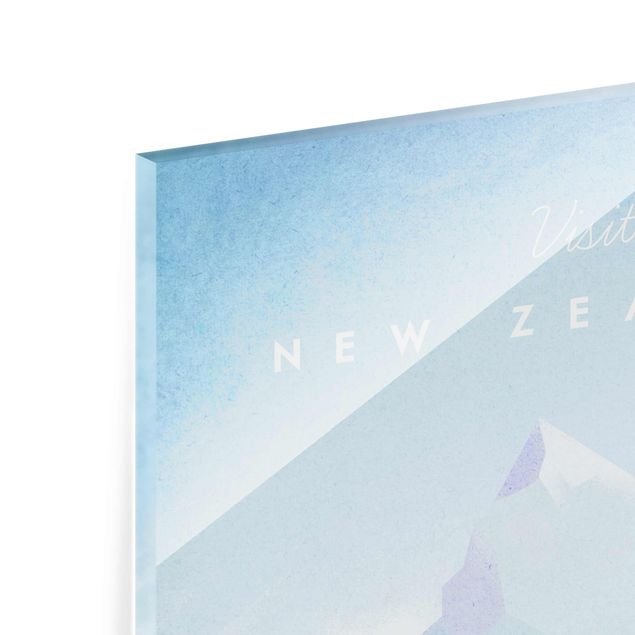 Glasbild Berg Reiseposter - Neuseeland