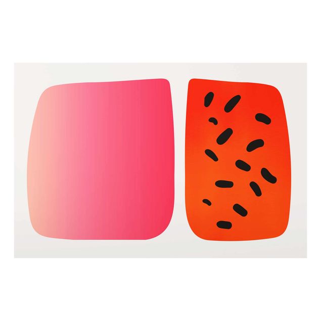 Wanddeko Treppenhaus Abstrakte Formen - Melone und Rosa