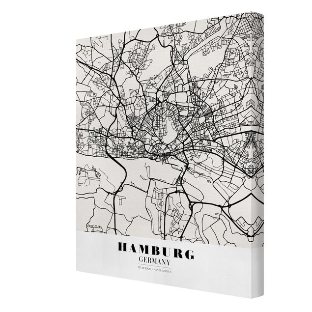 Wanddeko Büro Stadtplan Hamburg - Klassik