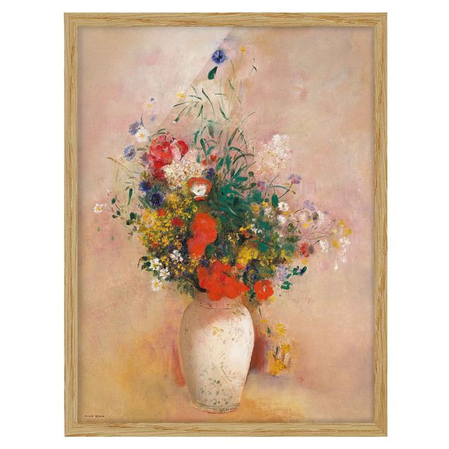 Wanddeko Blume Odilon Redon - Vase mit Blumen (rosenfarbener Hintergrund)