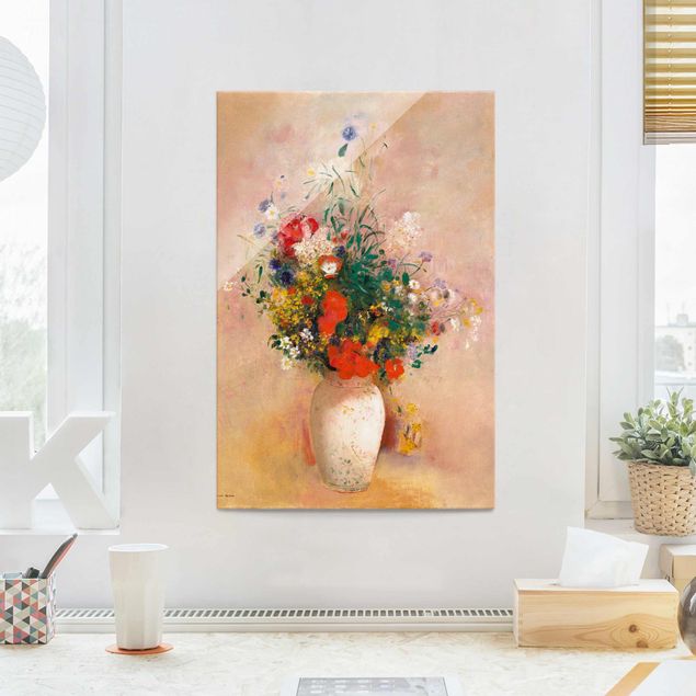 Kunststile Odilon Redon - Vase mit Blumen (rosenfarbener Hintergrund)