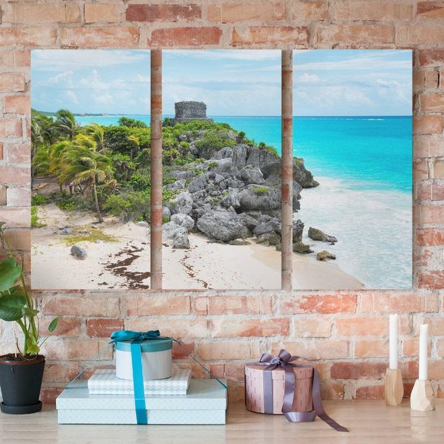 Wanddeko Wohnzimmer Karibikküste Tulum Ruinen