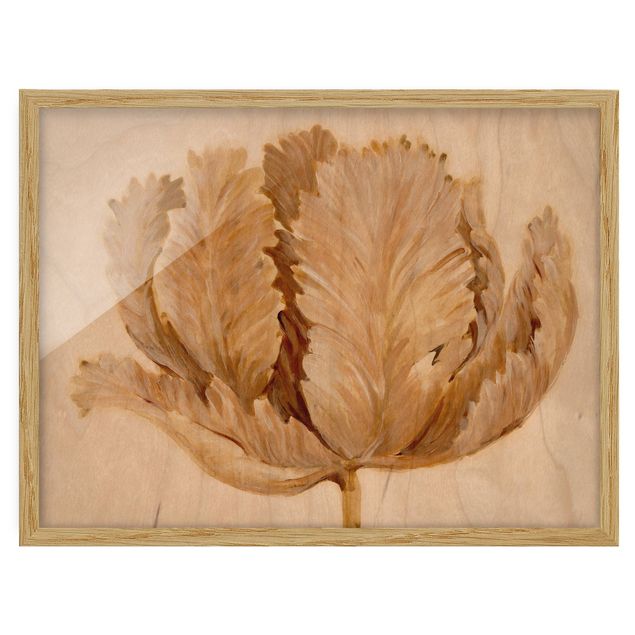 Deko Blume Sepia Tulpe auf Holz II