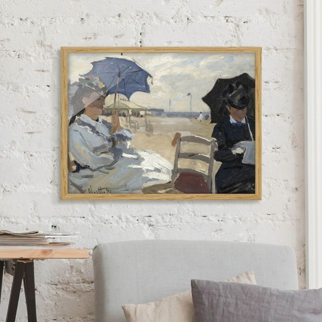 Strandbilder mit Rahmen Claude Monet - Strand von Trouville