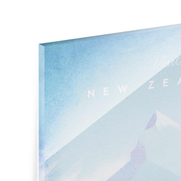 Glasbild Berg Reiseposter - Neuseeland