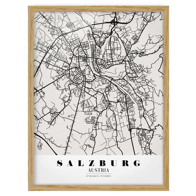 Wanddeko Esszimmer Stadtplan Salzburg - Klassik