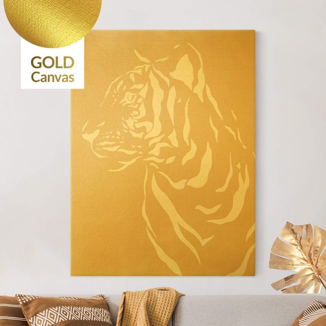 Wanddeko gold Safari Tiere - Portrait Tiger Beige