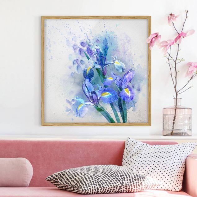 Wanddeko Wohnzimmer Aquarell Blumen Iris
