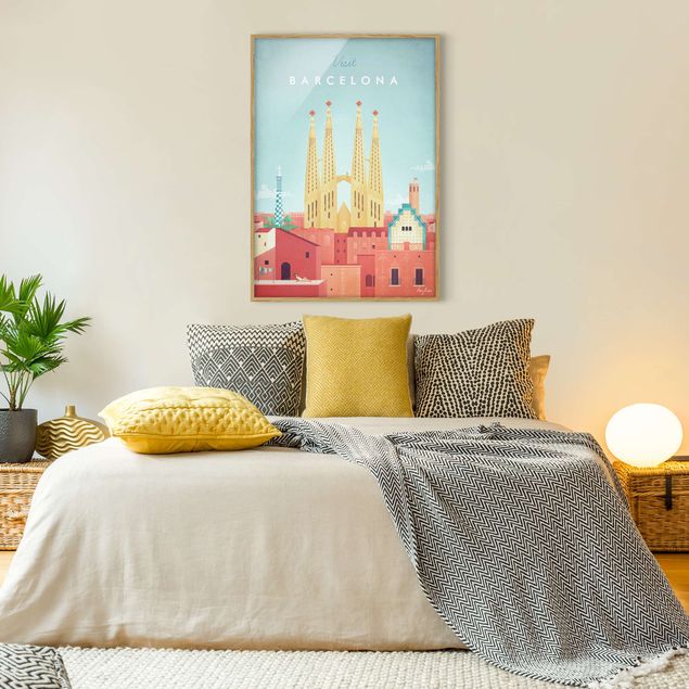 Wanddeko Schlafzimmer Reiseposter - Barcelona