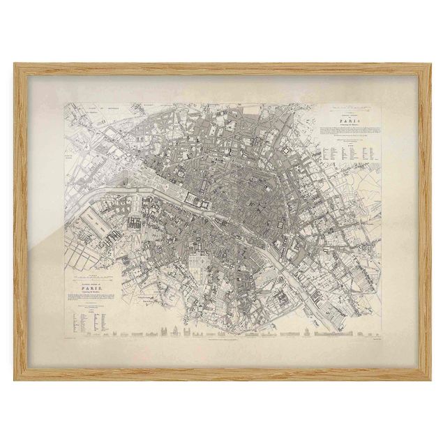Wanddeko Flur Vintage Stadtplan Paris
