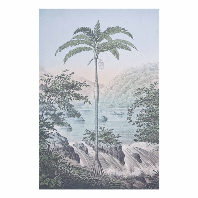 Wanddeko Büro Vintage Illustration - Landschaft mit Palme