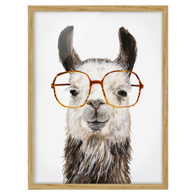 Wanddeko Flur Hippes Lama mit Brille IV