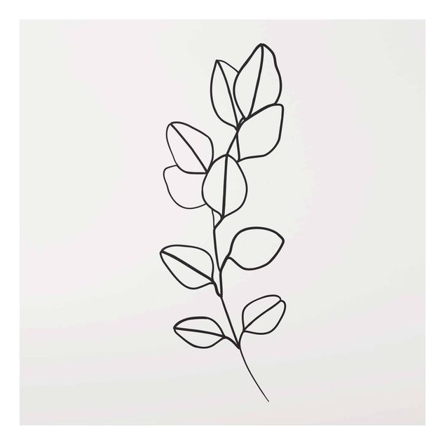 Wanddeko Esszimmer Line Art Zweig Blätter Schwarz Weiß