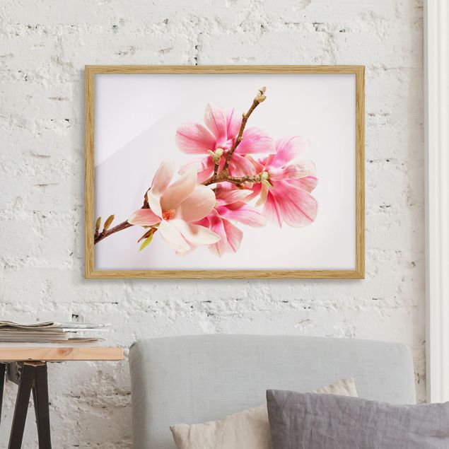 Wanddeko Wohnzimmer Magnolienblüten