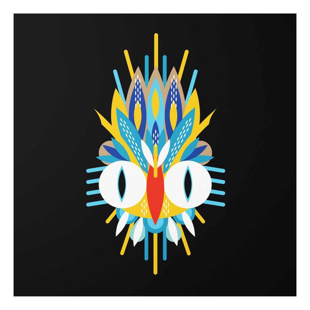 Wanddeko Jungenzimmer Collage Ethno Maske - Vogel Federn