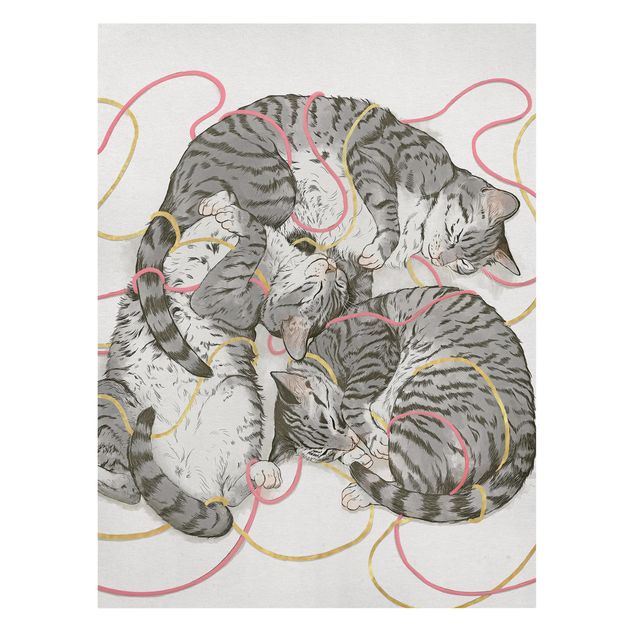 Leinwand Katze Illustration Graue Katzen Malerei