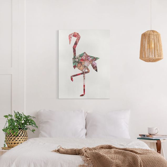 Wanddeko Schlafzimmer Origami Flamingo