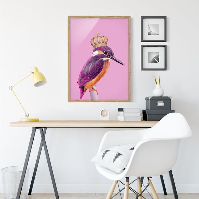 Wanddeko Flur Rosa Eisvogel mit Krone