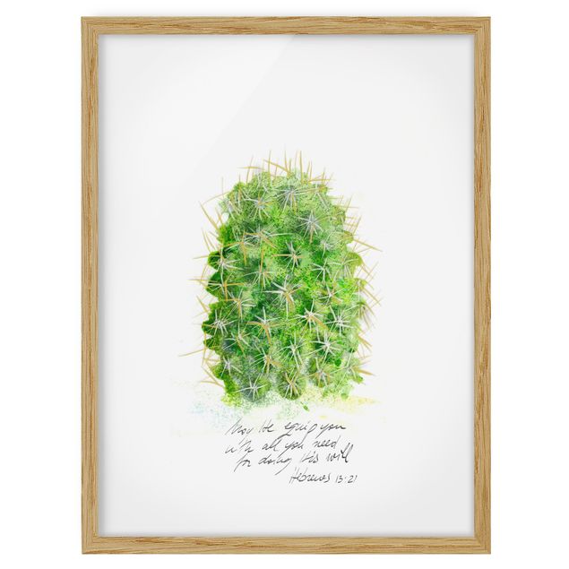 Wanddeko Esszimmer Kaktus mit Bibelvers I