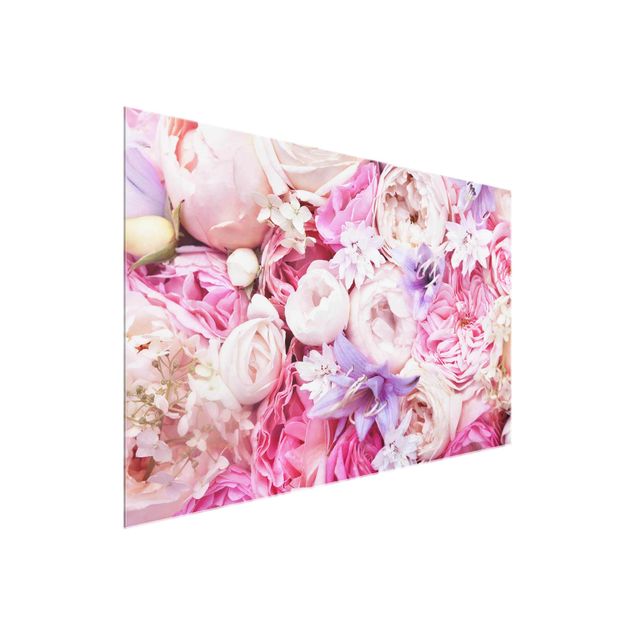 Wohndeko Blume Shabby Rosen mit Glockenblumen