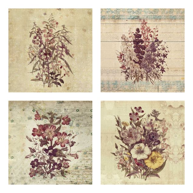 Wanddeko Schlafzimmer Vintage Blumen Sammlung