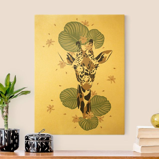 Wanddeko gold Safari Tiere - Portrait Giraffe