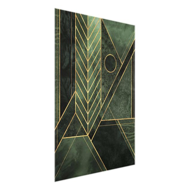 Wanddeko Esszimmer Geometrische Formen Smaragd Gold