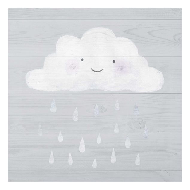 Wanddeko Mädchenzimmer Wolke mit silbernen Regentropfen