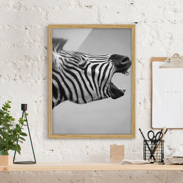 Wanddeko Wohnzimmer Brüllendes Zebra II