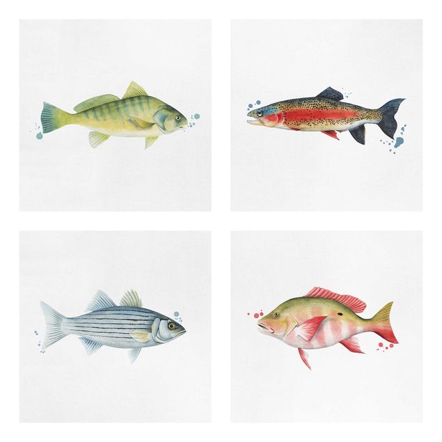 Wanddeko Esszimmer Farbfang - Fische Set I