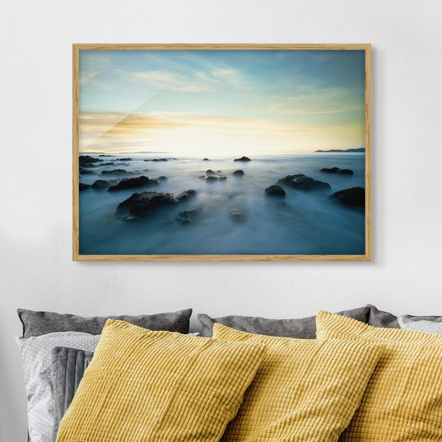 Strandbilder mit Rahmen Sonnenuntergang über dem Ozean