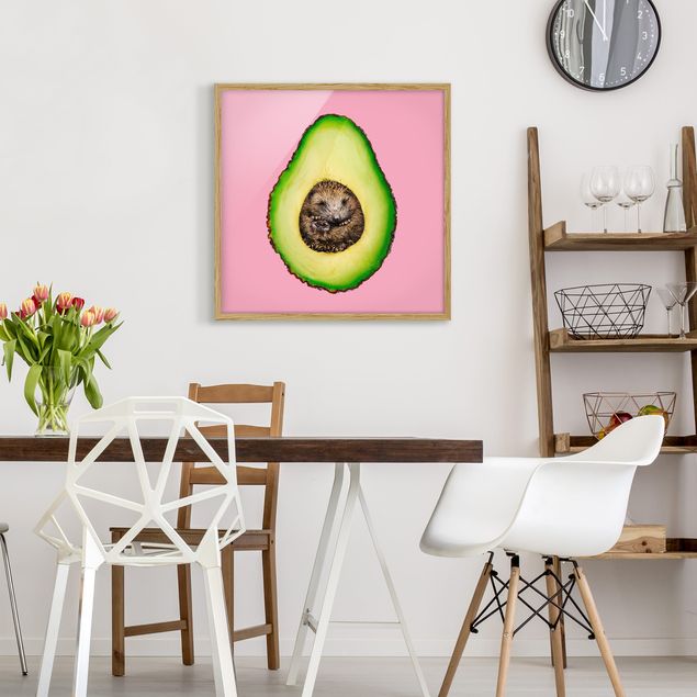 Wanddeko Büro Avocado mit Igel