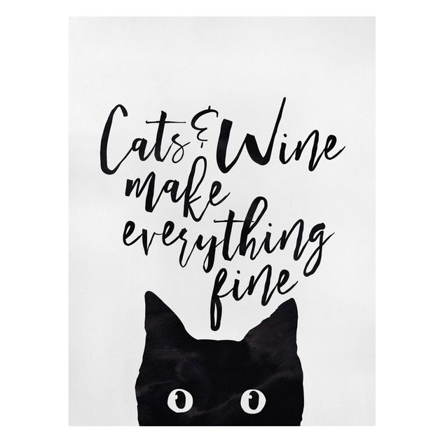Leiwandbild Katze Cats and Wine make everything fine