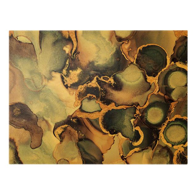 Wanddeko Treppenhaus Marmor Aquarell mit Gold