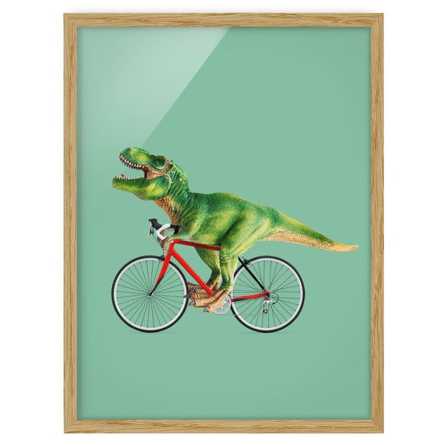 Wanddeko Flur Dinosaurier mit Fahrrad