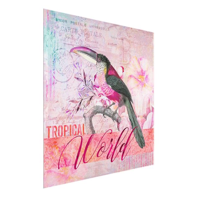 Wanddeko Esszimmer Vintage Collage - Tropical World Tucan