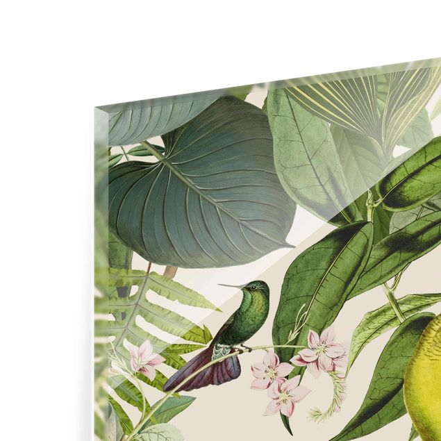 Wanddeko Treppenhaus Vintage Collage - Papageien im Dschungel