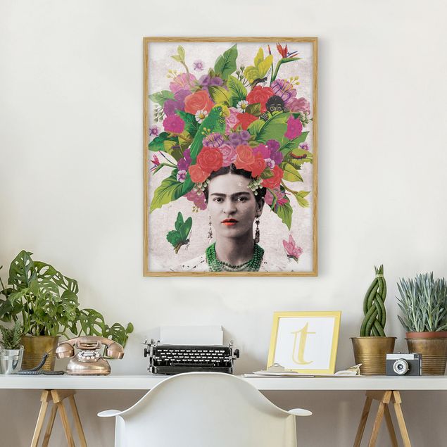 Wanddeko Botanik Frida Kahlo - Blumenportrait