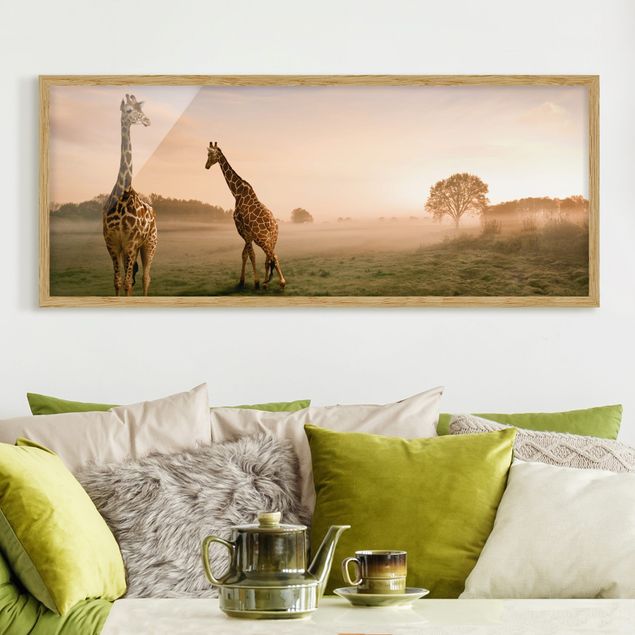 Wanddeko beige Surreal Giraffes